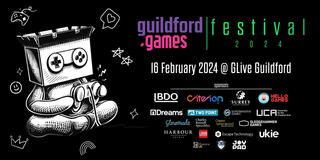 The Guildford.Games Festival 2024 is brought to you by our wonderful 2023/24 sponsors!