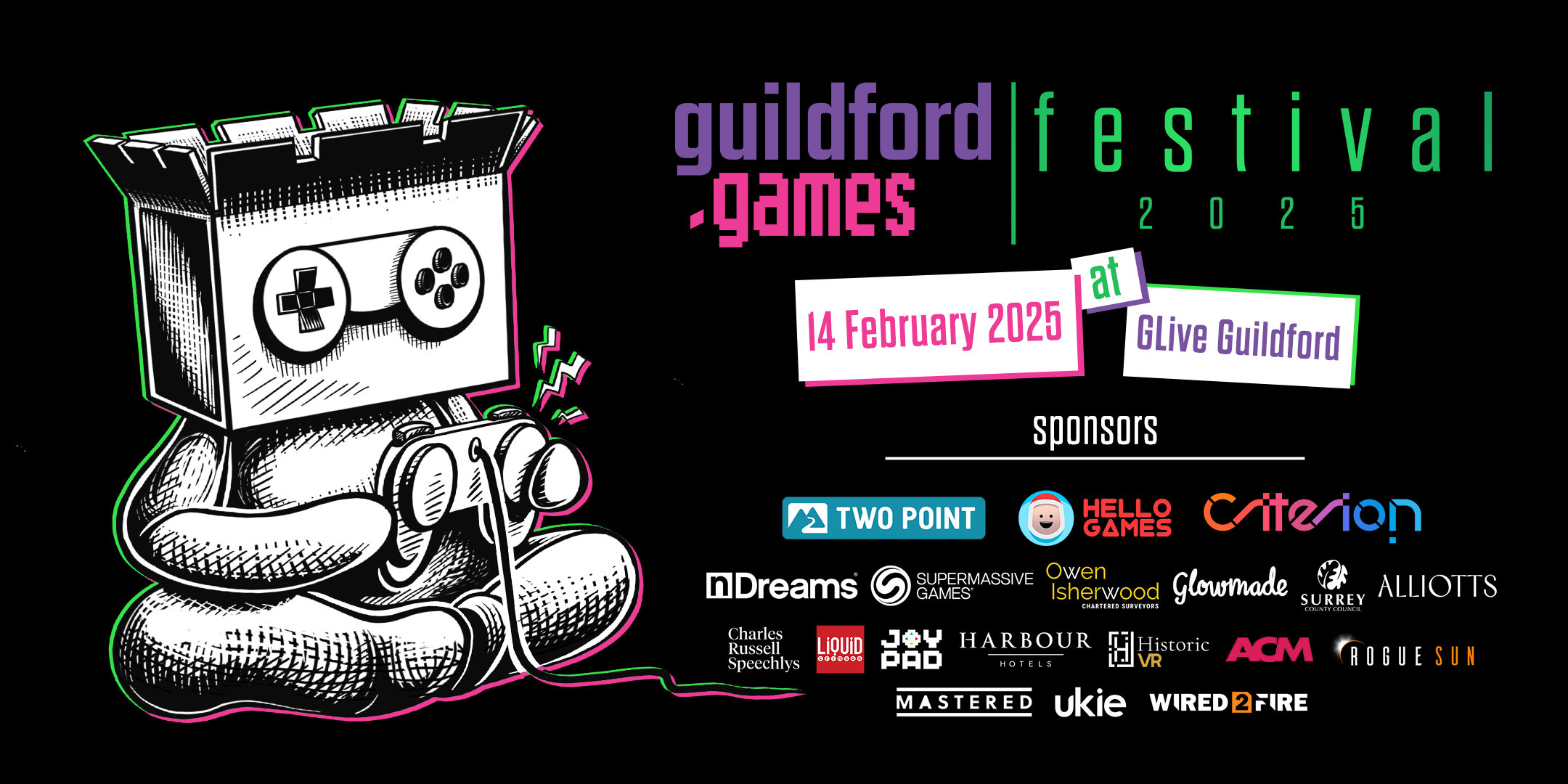 Huge thanks to our ever-supportive sponsors, without whom we wouldn't be able to run Guildford.Games and its associated events!